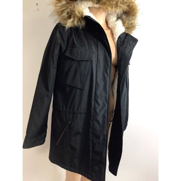 S13 New York Coat Jacket Faux Fur Trim Womens Medium - Picture 8 of 12